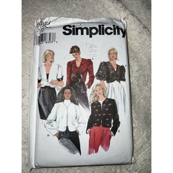 Vintage 90’s Simplicity 9864 Jacket Sewing Pattern Glam Puff Sleeve Size 6 8 10 - Picture 1 of 6